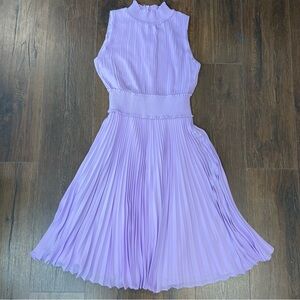 Nanette Lepore Smocked High Neck Sleeveless Pleated Dress in Lavender SZ 6